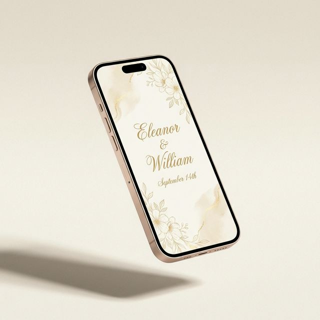 Invitación digital premium en dispositivo móvil